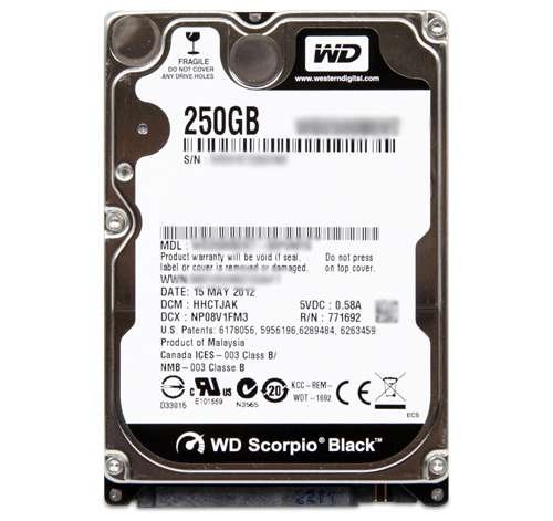 Western Digital Scorpio Black 250 GB 2.5" 7200 RPM Internal Hard Drive